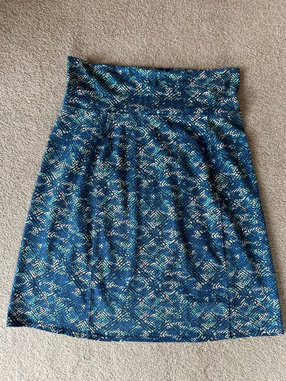 Royal Robbins Blue Geometric Print A-Line Skirt Small Zip Pocket - Picture 2 of 8
